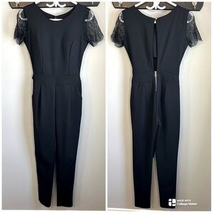 LAST CHANCE Lace Sleeve Skinny Jumpsuit with Open Back Womens Size M